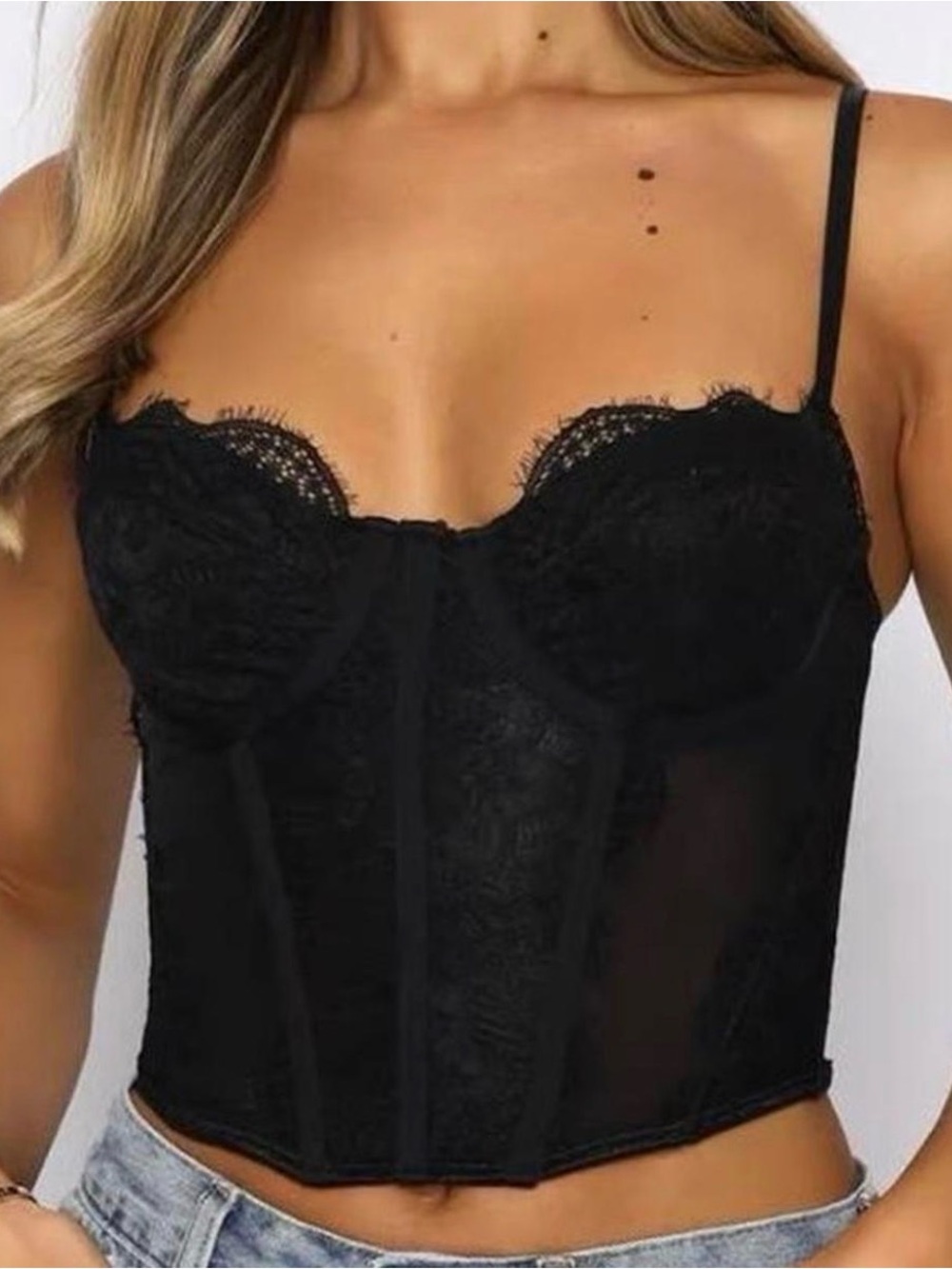 White Fox Boutique Black Lace Bustier Camisole